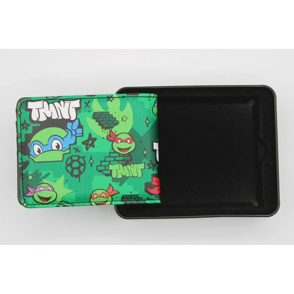 Bi-Fold Wallet - Teenage Mutant Ninja Turtles TMNT Faces Brick Wall Greens